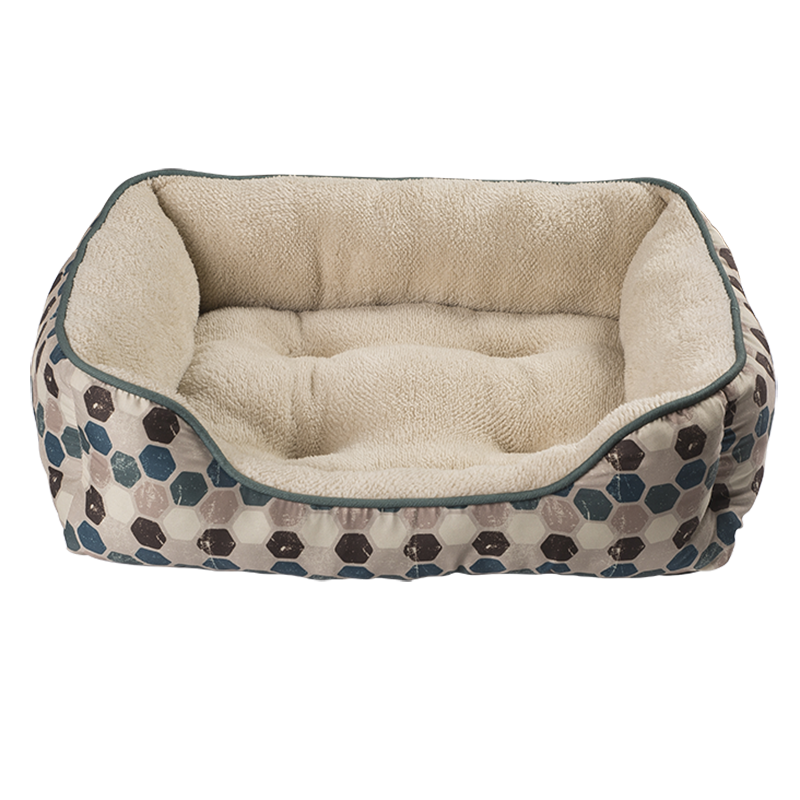 HY-12 Pongee Bercetak Rectangle Cuddle Pet Bed